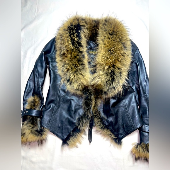 Real Fox Fur Leather Coat Jacket - Picture 8 of 9